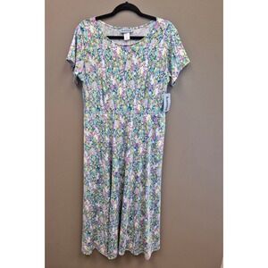 Karina XL Women's Floral Midi Dress Pockets Stretch USA Cottagecore Spring NWT